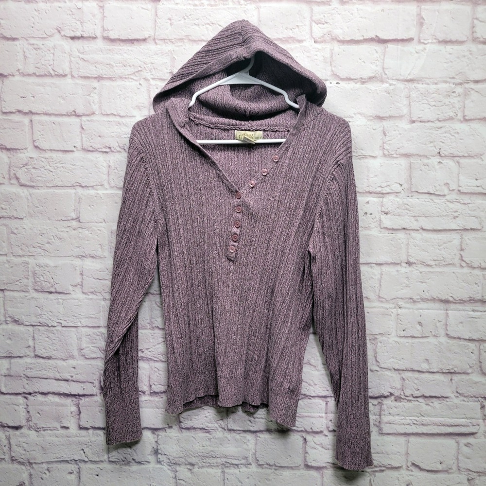 Natural Reflections Stretchy Knit Hoodie Top Womens XL Lavender Mauve Heather‎